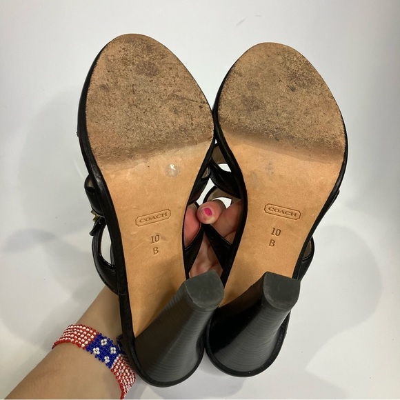 Coach Tamarah gladiator heels turn lock closures black leather size 10 luxury - Picture 6 of 7